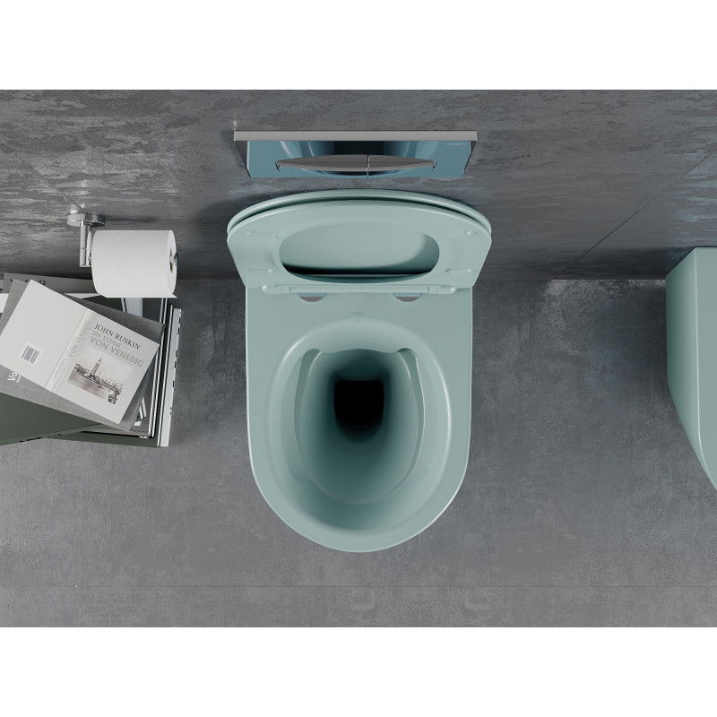 Mexen Lena WC-Schüssel Rimless mit abnehmbarer Slim-Sitzplatte, Duroplast, hellgrün matt - 30224048