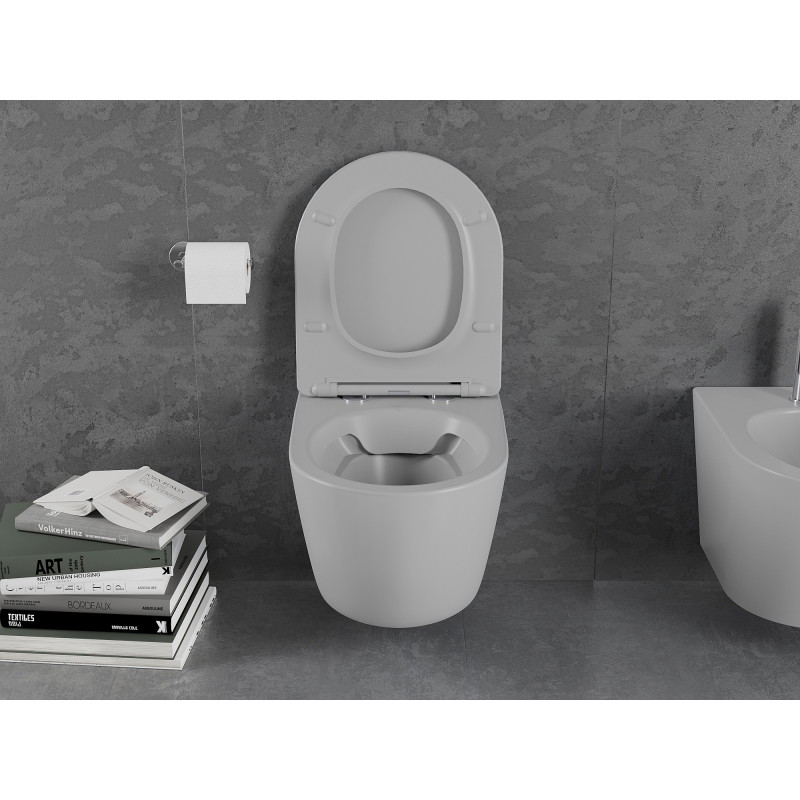 Mexen Lena Rimless WC-kauss aeglaselt sulguva slim-duroplastist kaanega, helehall matt - 30224061