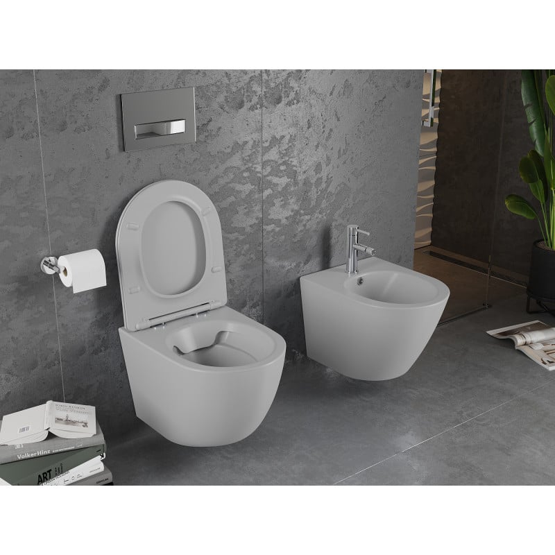 Mexen Lena WC-Schüssel Rimless mit Absenkautomatik Slim, Duroplast, Hellgrau matt - 30224061