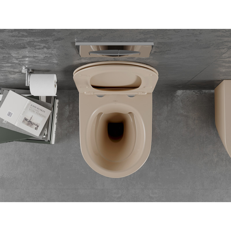 Mexen Lena wc-pot Rimless met softclose deksel slim, duroplast, cappuccino mat - 30224064