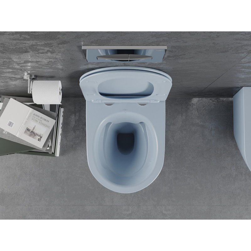 Mexen Lena wc-pot Rimless met slim langzaam vallende zitting, duroplast, grijs-blauw mat - 30224069