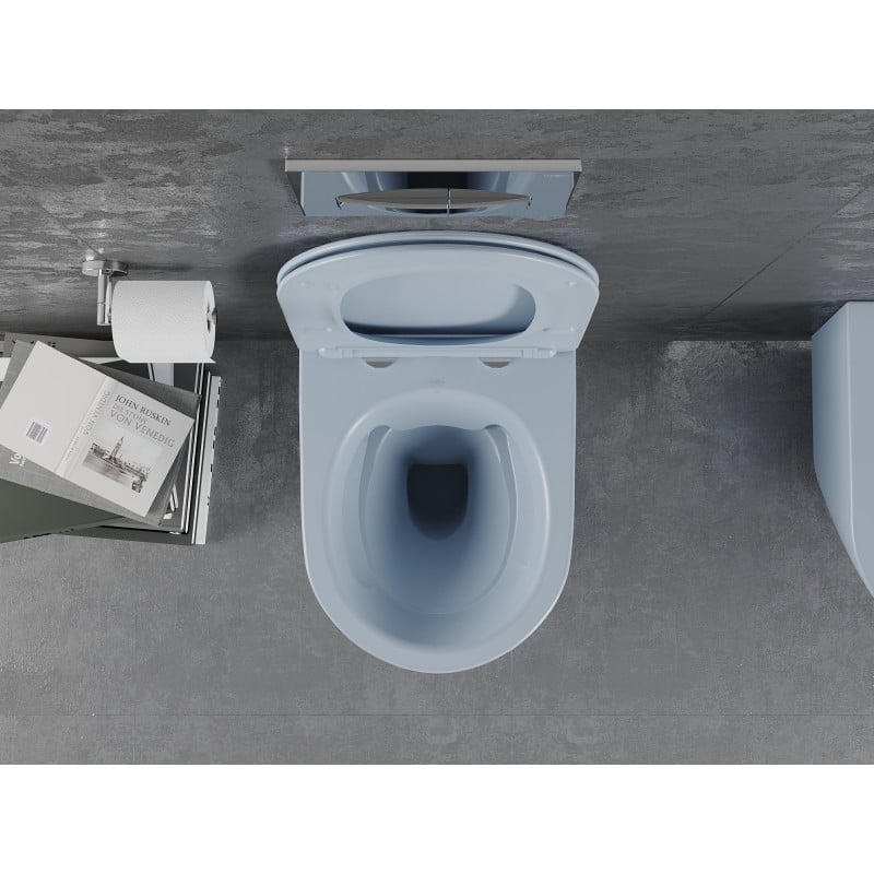 Mexen Lena wc sospeso Rimless con sedile a chiusura rallentata slim, duroplast, grigio-blu opaco - 30224069