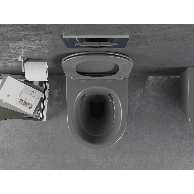 Mexen Lena taza de WC Rimless con asiento de cierre suave slim, duroplastia, gris oscuro mate - 30224071