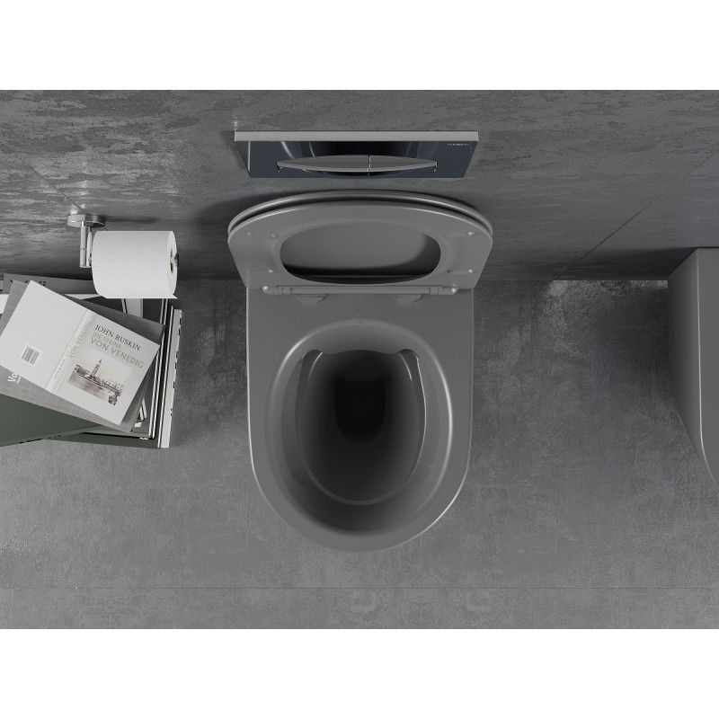 Mexen Lena WC senza bordo con sedile a chiusura rallentata slim, duroplast, grigio scuro opaco - 30224071
