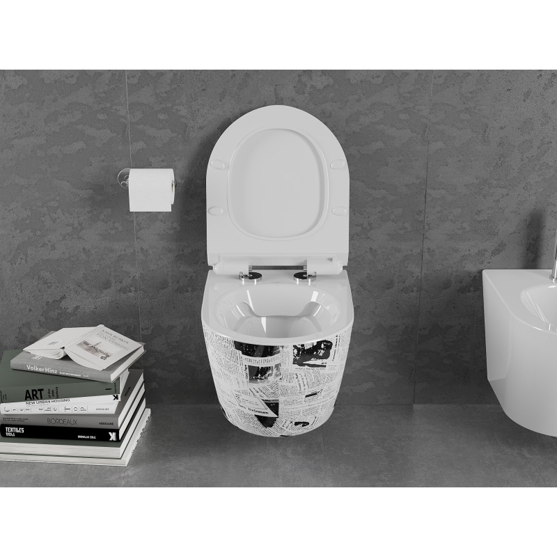Mexen Lena cuenco wc Rimless con asiento de cierre suave slim, duroplast, blanco patrón - 30224099