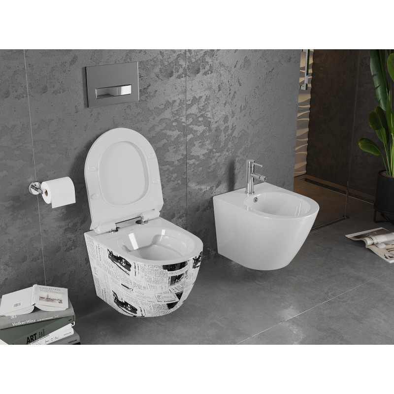 Mexen Lena cuenco wc Rimless con asiento de cierre suave slim, duroplast, blanco patrón - 30224099