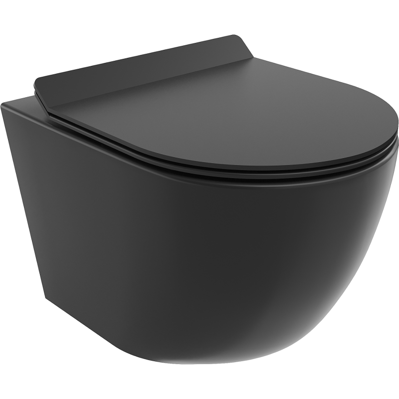Mexen Lena Rimless wc-kom met afneembare slanke zitting, duroplast, zwarte mat - 30220185