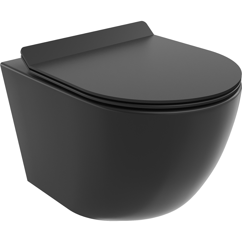 Mexen Lena WC-skål Rimless med slimsits, duroplast, svart matt - 30220185