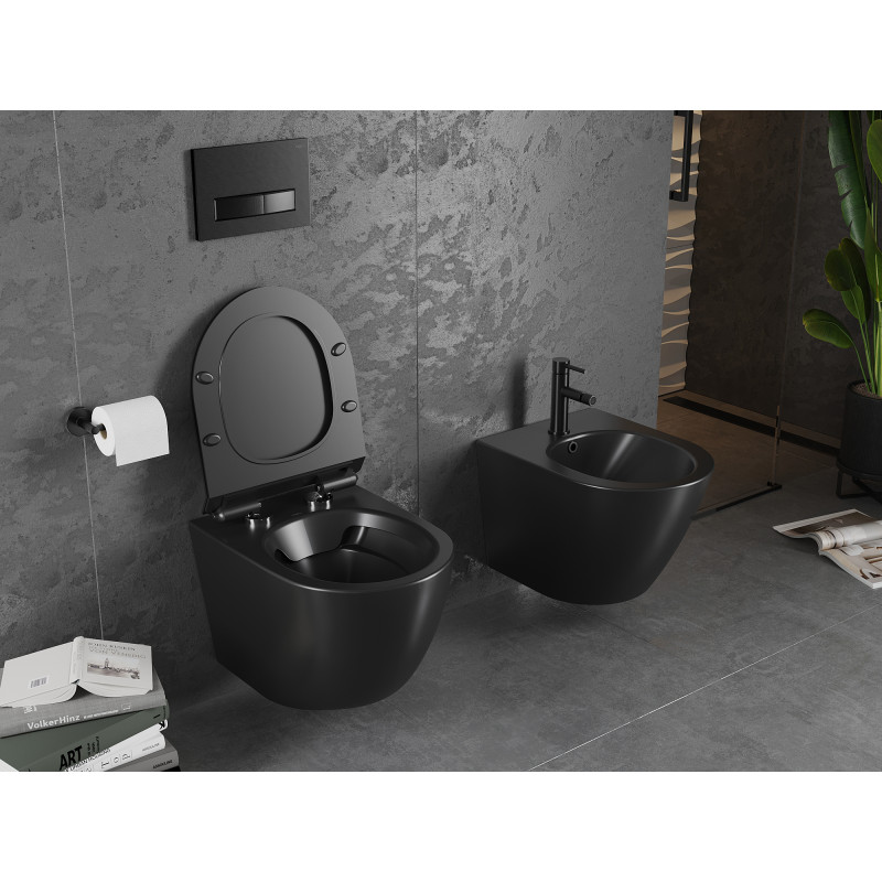Mexen Lena WC-Schüssel Rimless mit Slim Soft-Close-Sitz, Duroplast, Schwarz matt - 30220185