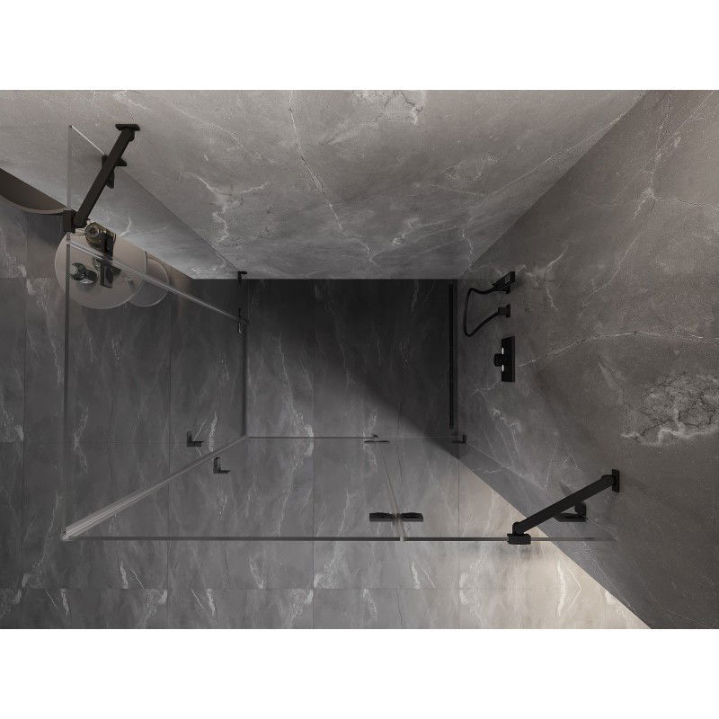 Mexen Lunar Duo cabine de douche pivotante droite 110 x 80 cm, transparent, noir - 834-110P-080L-70-00