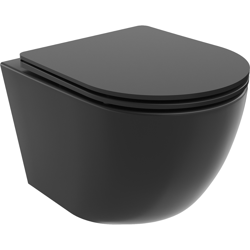 Mexen Lena Wand WC Rimless mit Absenkautomatik slim, Duroplast, Schwarz Matt - 30221085