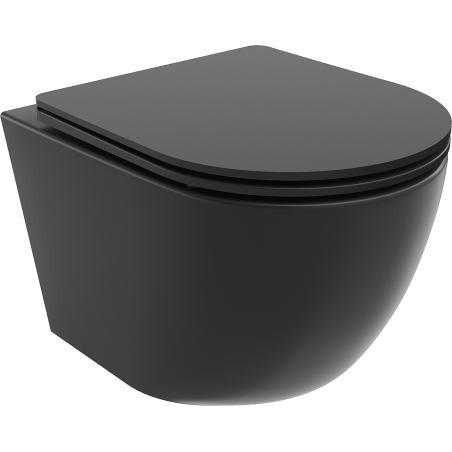 Mexen Lena sanitário WC Rimless com tampa de fecho suave slim, duroplast, preto mate - 30221085