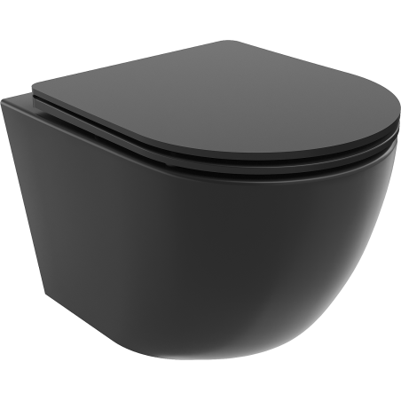 Mexen Lena vaso wc senza bordo con sedile a chiusura rallentata slim, duroplast, nero opaco - 30221085