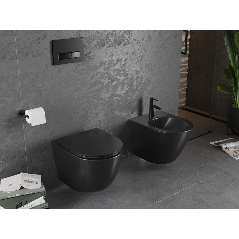 Mexen Lena cuvette WC Rimless avec abattant à descente progressive slim, duroplast, noir mat - 30221085