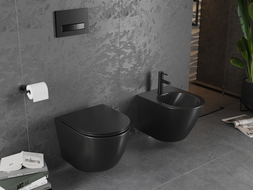 Mexen Lena Rimless WC-pott aeglaselt sulguva õhukese duroplastist kaanega, must matt - 30221085