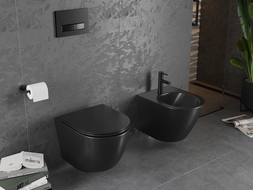 Mexen Lena rimloze wc-pot met softclose dunne zitting, duroplast, zwarte mat - 30221085
