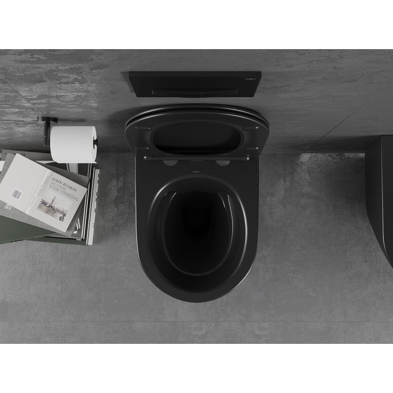 Mexen Lena miska wc Rimless z deską wolnoopadającą slim, duroplast, czarna mat - 30221085