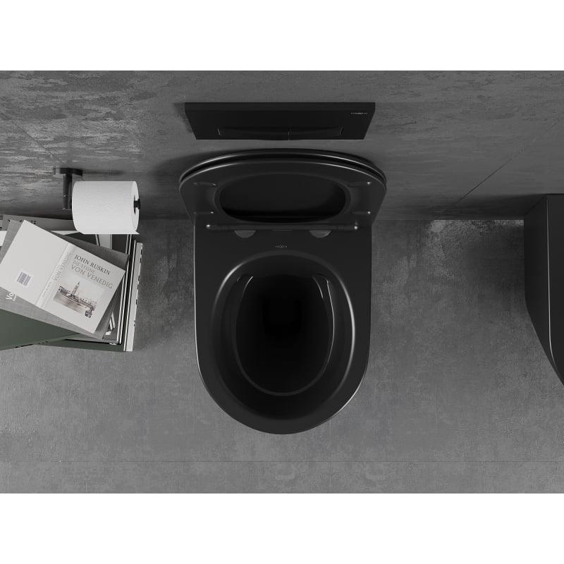 Mexen Lena WC školjka Rimless s daske koja se polako spušta slim, duroplast, crna mat - 30221085
