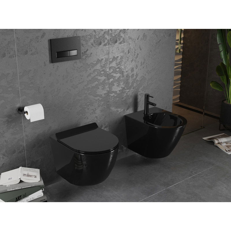 Mexen Lena WC-Schüssel Rimless mit Soft-Close Slim-Sitz, Duroplast, Schwarz Glanz - 30224070