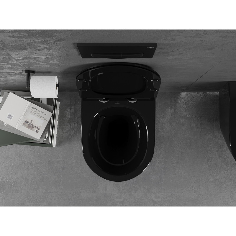 Mexen Lena Rimless WC Bowl with Soft-Close Slim Seat, Duroplast, Black Gloss - 30224070