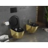 Mexen Lena WC-Schüssel ohne Rand mit langsam schließendem, schlankem Sitz, Duroplast, Schwarz matt/Gold - 30224076