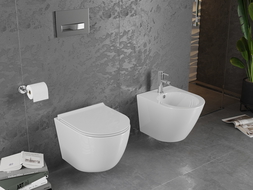 Mexen Lena cuvette WC sans rebord avec abattant à descente lente slim, duroplast, blanc brillant - 30220500
