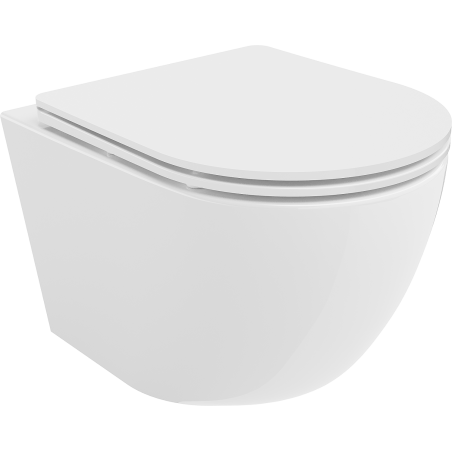 Mexen Lena wc-kulho Rimless, jossa on hidastuva slim-kansi, duroplastic, kiiltävä valkoinen - 30220300