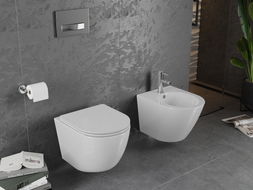 Mexen Lena Rimless WC-pott aeglaselt sulguva ja õhukese duroplast kattega, läikiv valge - 30220300