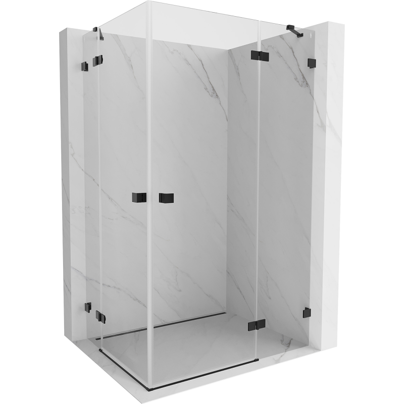 Mexen Lunar Duo cabine de douche pivotante droite 120 x 85 cm, transparent, noir - 834-120P-085L-70-00