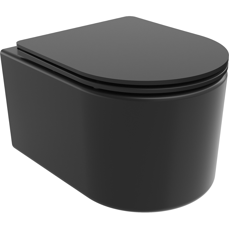Mexen Sofia WC-kulho Rimless, jossa on ohuesti sulkeutuva slim-istuin, duroplast, musta matta - 30541085