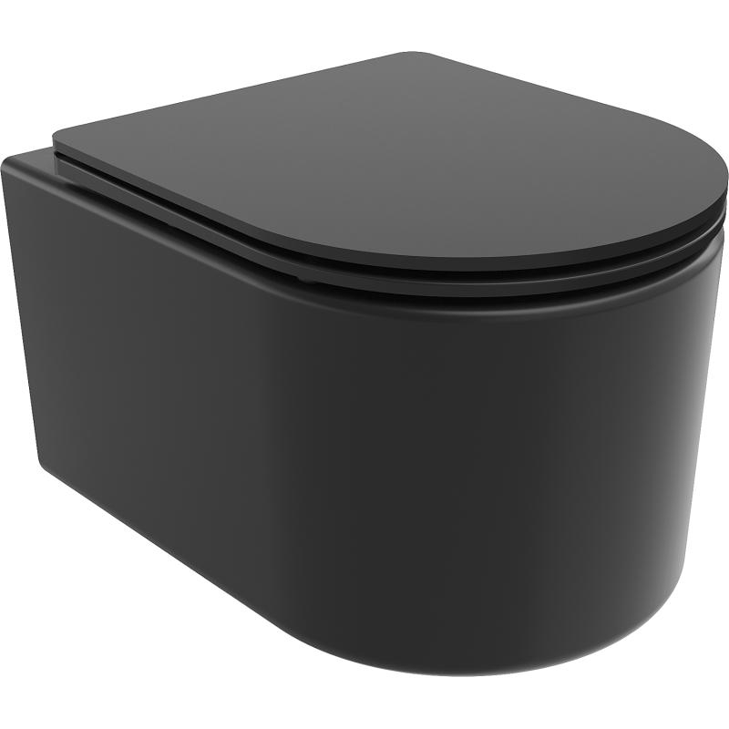 Mexen Sofia WC-skål Rimless med mjukstängande slim-sits, duroplast, svart matt - 30541085