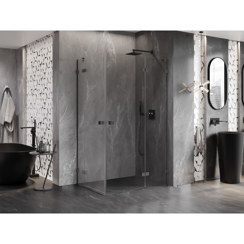 Mexen Lunar Duo kabina prysznicowa uchylna prawa 95 x 80 cm, transparent, gun metal - 834-095P-080L-95-00