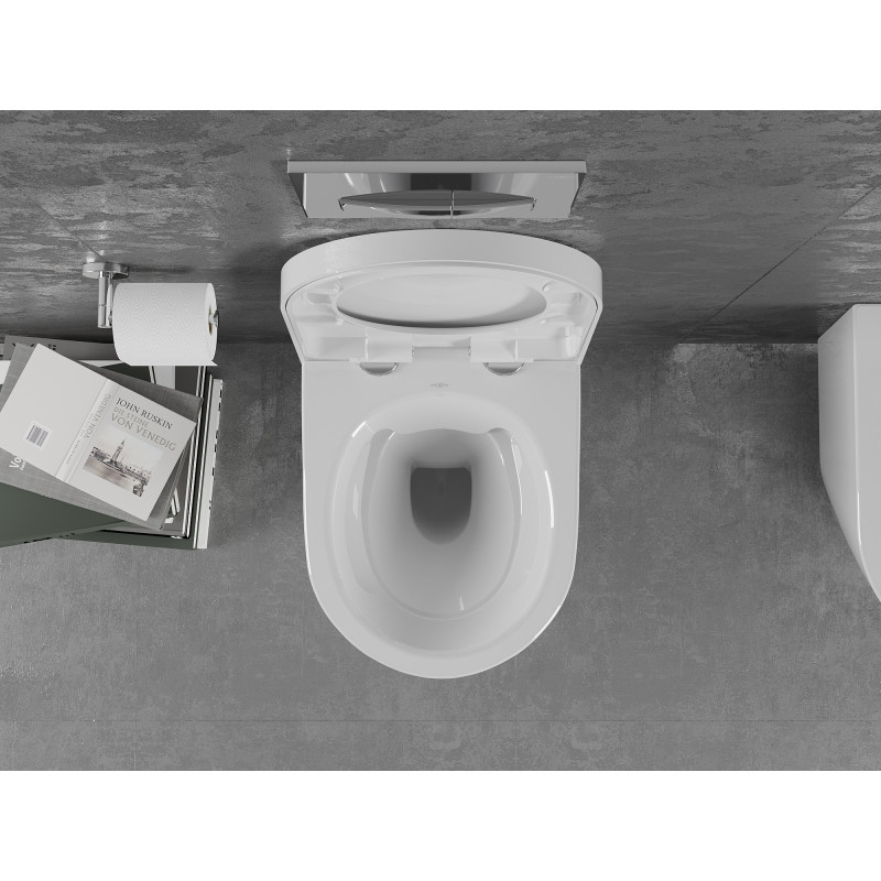 Mexen Lena cuvette WC sans rebord avec abattant à descente freinée, dure, duroplast, blanc brillant - 30220200