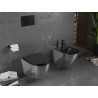 Mexen Lena cuvette WC sans rebord avec abattant à descente lente slim, duroplast, noir mat/argent motif écailles - 30224072
