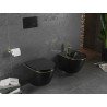 Mexen Lena taza de inodoro sin borde con asiento de cierre suave delgado, duroplast, negro mate/línea dorada - 30224075