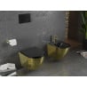 Mexen Lena wc-pot Rimless met langzaam vallende slanke toiletzitting, duroplast, matzwart/gouden schubbenpatroon - 30224078