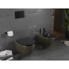 Mexen Lena miska wc Rimless z deską wolnoopadającą slim, duroplast, czarna mat/złota wzór kratka - 30224079