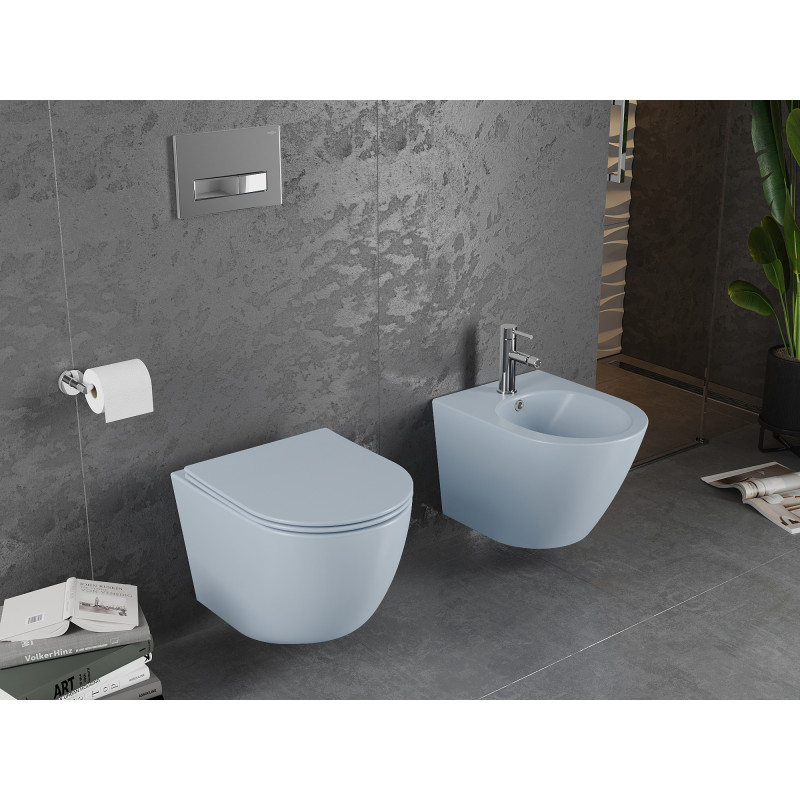 Mexen Lena cuvette wc Rimless avec abattant à descente lente slim, duroplast, gris-bleu mat - 30224069