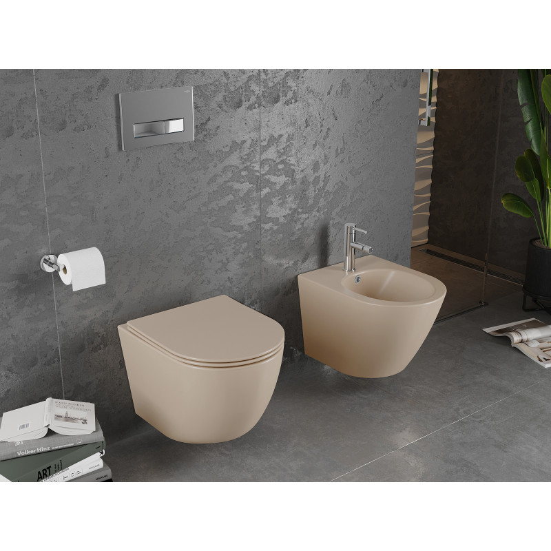 Mexen Lena miska wc Rimless z deską wolnoopadającą slim, duroplast, cappuccino mat - 30224064