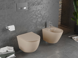 Mexen Lena Rimless WC-pott aeglaselt sulguva õhukese duroplastist prill-lauaga, mati kaputsiinovärvi - 30224064