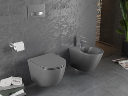 Mexen Lena miska wc Rimless z deską wolnoopadającą slim, duroplast, szara ciemna mat - 30224071