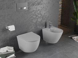 Mexen Lena miska wc Rimless z deską wolnoopadającą slim, duroplast, szara jasna mat - 30224061