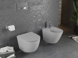 Mexen Lena Rimless WC-kauss aeglaselt sulguva slim-duroplastist kaanega, helehall matt - 30224061