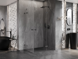 Mexen Lunar Dvojna prha kabina desna 115 x 85 cm, prozorna, gun metal - 834-115P-085L-95-00