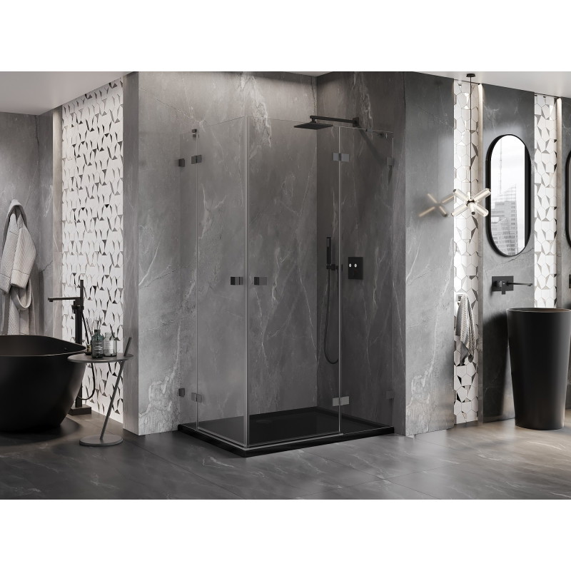 Mexen Lunar Dvojna prha kabina desna 115 x 85 cm, prozorna, gun metal - 834-115P-085L-95-00