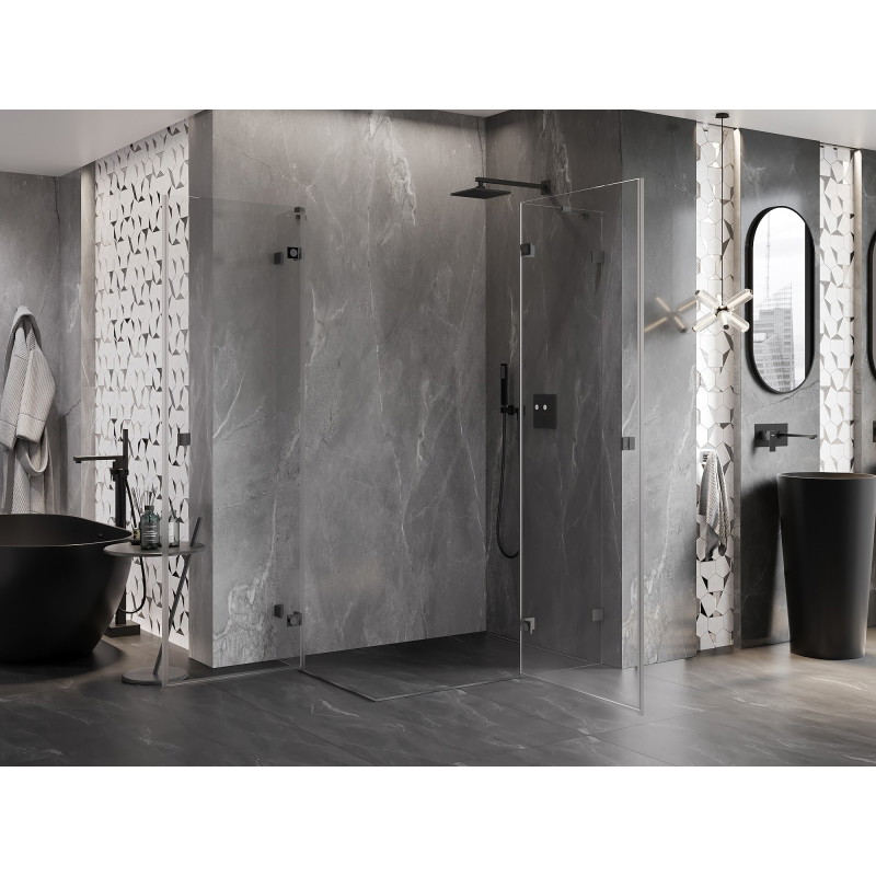 Mexen Lunar Dvojna prha kabina desna 115 x 85 cm, prozorna, gun metal - 834-115P-085L-95-00