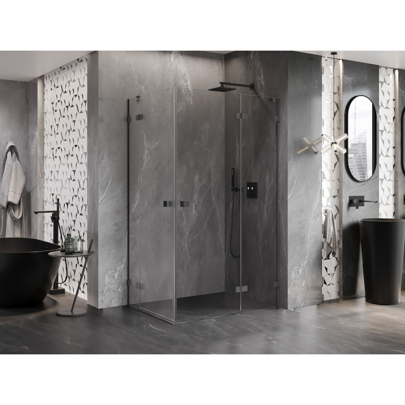 Mexen Lunar Dvojna prha kabina desna 115 x 85 cm, prozorna, gun metal - 834-115P-085L-95-00