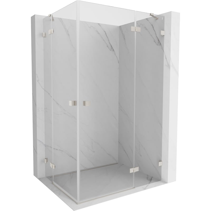 Mexen Lunar Duo parema hinge avanev dušinurk 75 x 70 cm, läbipaistev, harjatud nikkel - 834-075P-070L-97-00