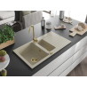 Mexen Matias Granitspüle 1,5-beckig mit Abtropffläche 900 x 505 mm, beige, goldener Siphon - 6502901505-69-G