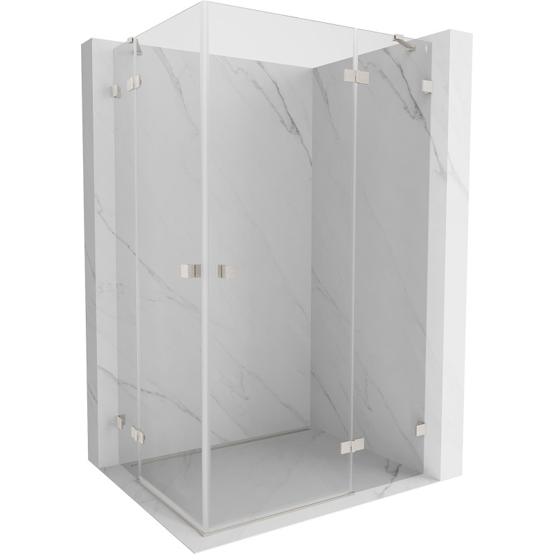 Mexen Lunar Duo parema hinged-dušikabiin 110 x 90 cm, läbipaistev, harjatud nikkel - 834-110P-090L-97-00